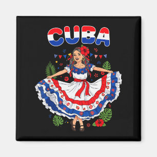 Cuba Cuban Girl Traditional Dress Trocal Flowers  Magnet