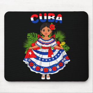 Cuba Cuban Girl Traditional Dress Trocal Flowers Mouse Pad