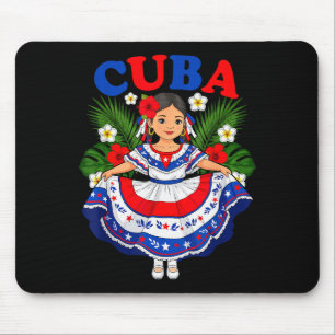 Cuba Cuban Girl Traditional Dress Trocal Flowers Mouse Pad