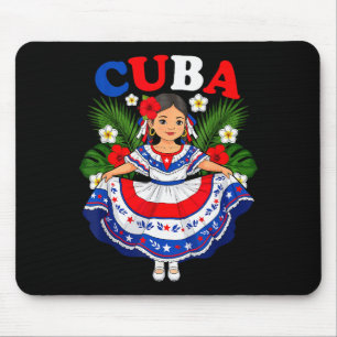 Cuba Cuban Girl Traditional Dress Trocal Flowers  Mouse Pad