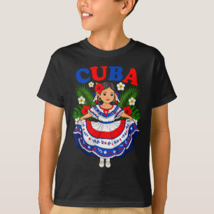 Cuba Cuban Girl Traditional Dress Trocal Flowers T-Shirt
