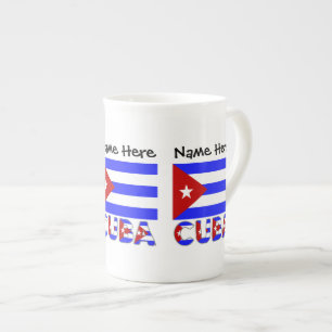 Cuba Cuban Light Blue Flag Personalised  Bone China Mug
