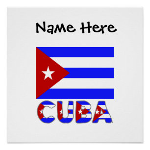 Cuba Cuban Light Blue Flag Personalised Poster