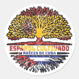 Cuba Cuban Spain Spanish Tree Roots Flag Classic Round Sticker