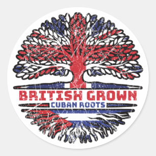 Cuba Cuban Uk United Kingdom British Tree Roots Classic Round Sticker