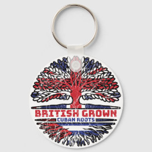 Cuba Cuban Uk United Kingdom British Tree Roots Key Ring