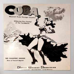 Cuba Dancing Lady Black & White 1958  12x12 Poster