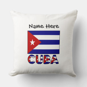 Cuba Dark Blue Cuban Flag Black Personalisation Cushion
