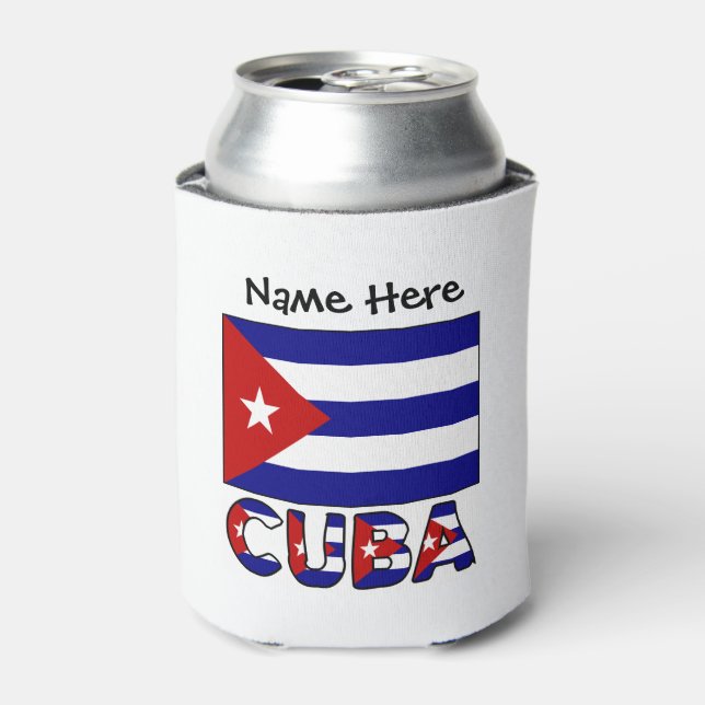 Cuba Dark Blue Cuban Flag Personalised  Can Cooler (Can Front)