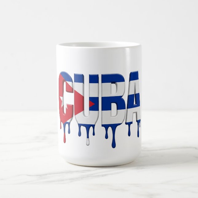 Cuba Drip Text | Caribbean Flag Design | Fan  Coffee Mug (Center)