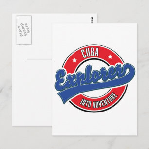 Cuba explorer into adventure logo postcard
