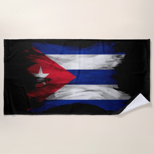 Cuba flag brush stroke, national flag beach towel (Front)