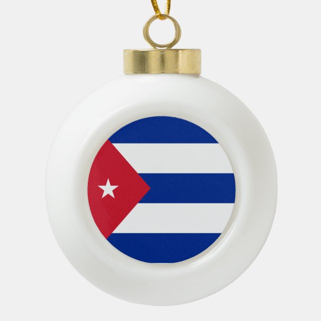 Cuba Flag Ceramic Ball Christmas Ornament (Front)