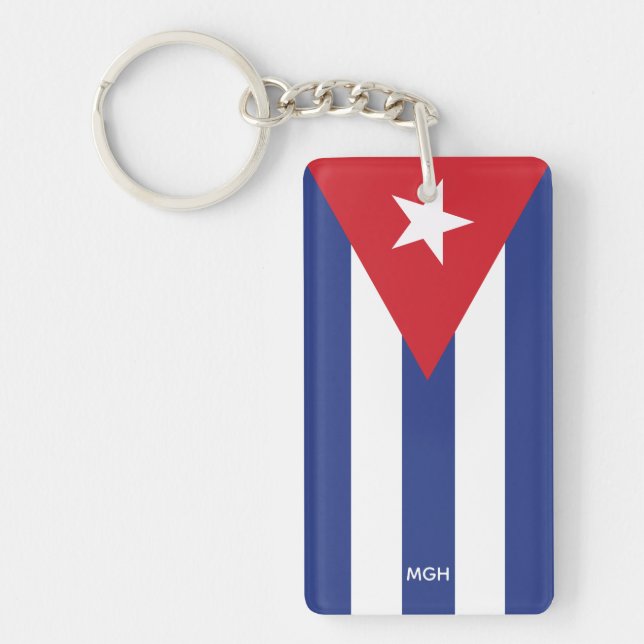 Cuba Flag Custom Monogram Key Ring (Front)