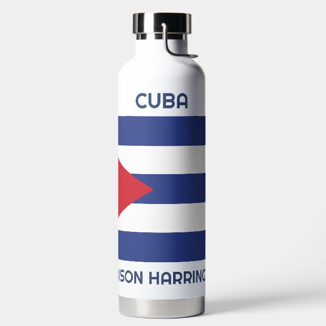 Cuba Flag custom name Water Bottle (Left)
