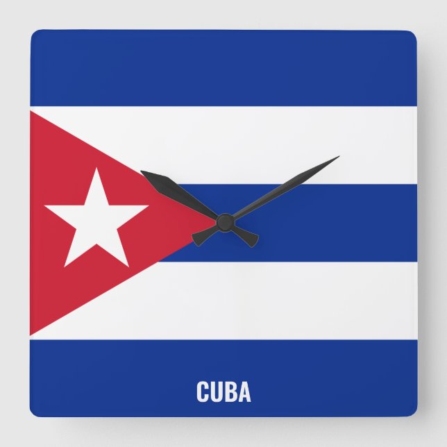Cuba Flag Dazzling Patriotic Square Wall Clock (Front)