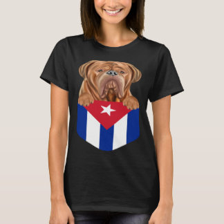 Cuba Flag Dogues de Bordeaux Dog In Pocket T-Shirt
