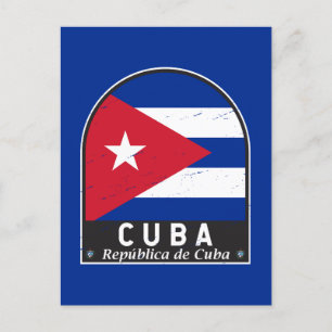 Cuba Flag Emblem Distressed Vintage Postcard