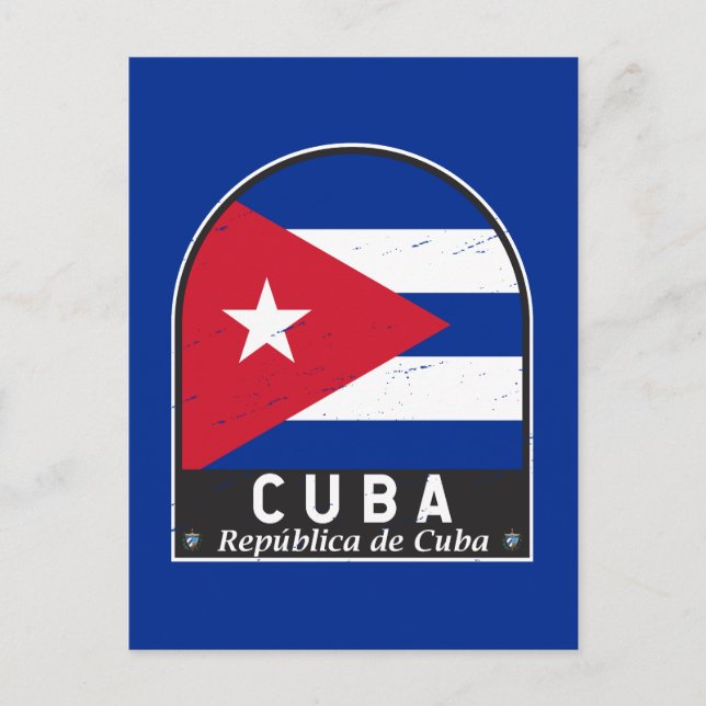 Cuba Flag Emblem Distressed Vintage Postcard (Front)