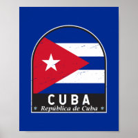 Cuba Flag Emblem Distressed Vintage