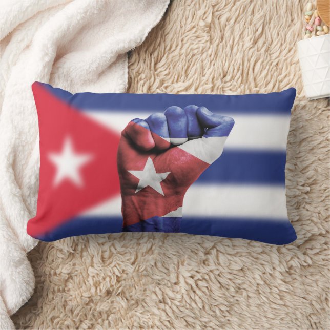Cuba Flag Fist Lumbar Cushion (Blanket)