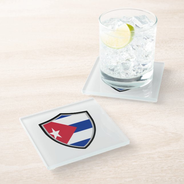 Cuba flag glass coaster (Angled)