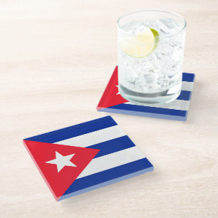 Cuba flag glass coaster