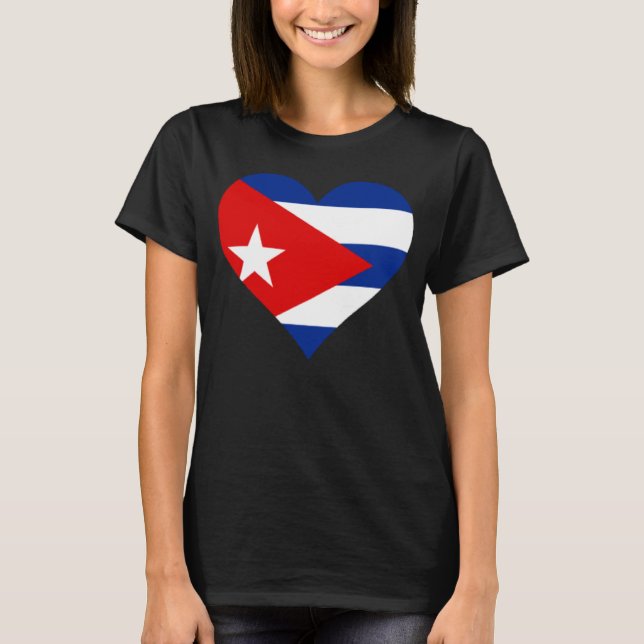 Cuba Flag Heart Cuba  Love Cuba T-Shirt (Front)