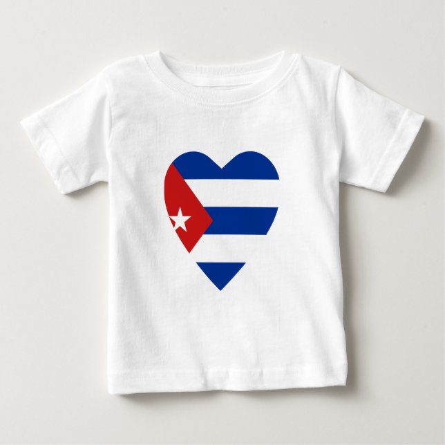 Cuba Flag Heart T-Shirt (Front)