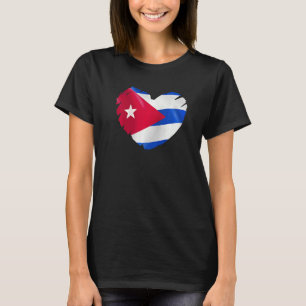 Cuba Flag On Shape Of Heart Cuban Cuba T-Shirt
