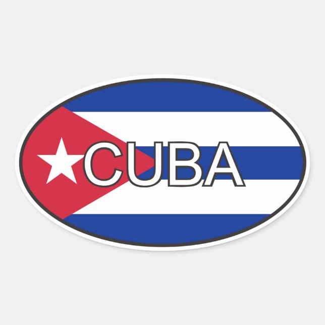 Cuba Flag Oval Sticker (Front)