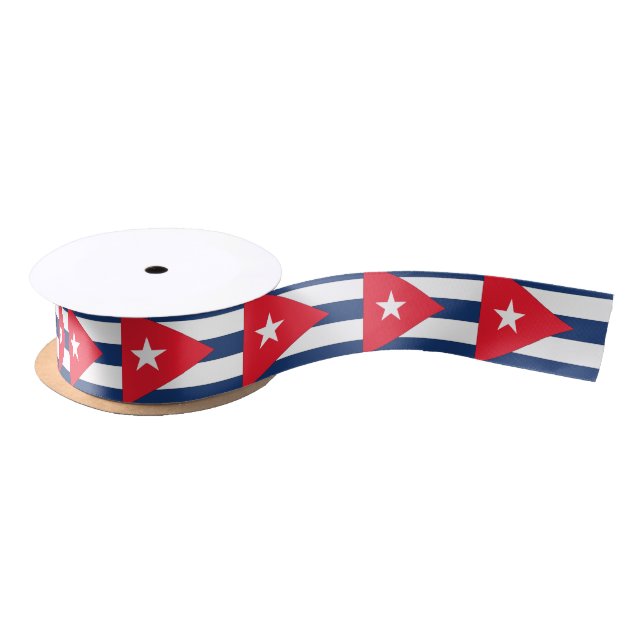 Cuba Flag Red Blue White Satin Ribbon (Spool)