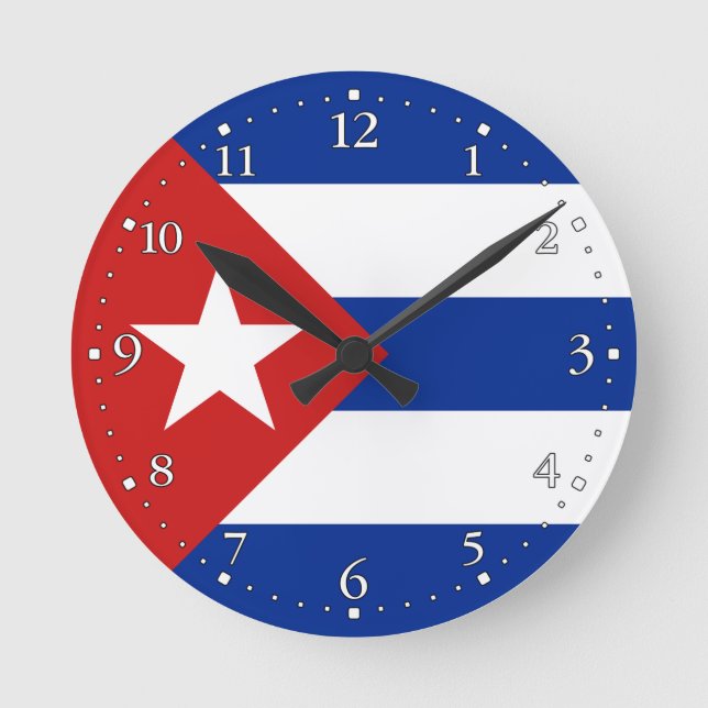 Cuba Flag Round Clock (Front)