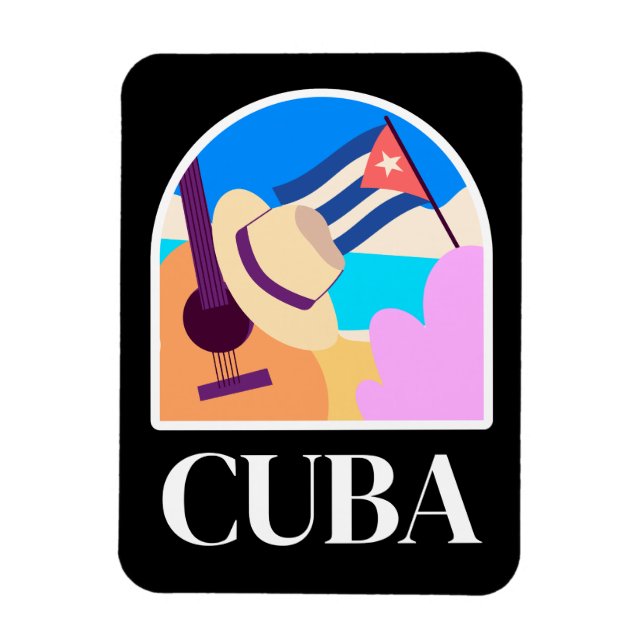 Cuba Flag Salsa Vintage Magnet (Vertical)
