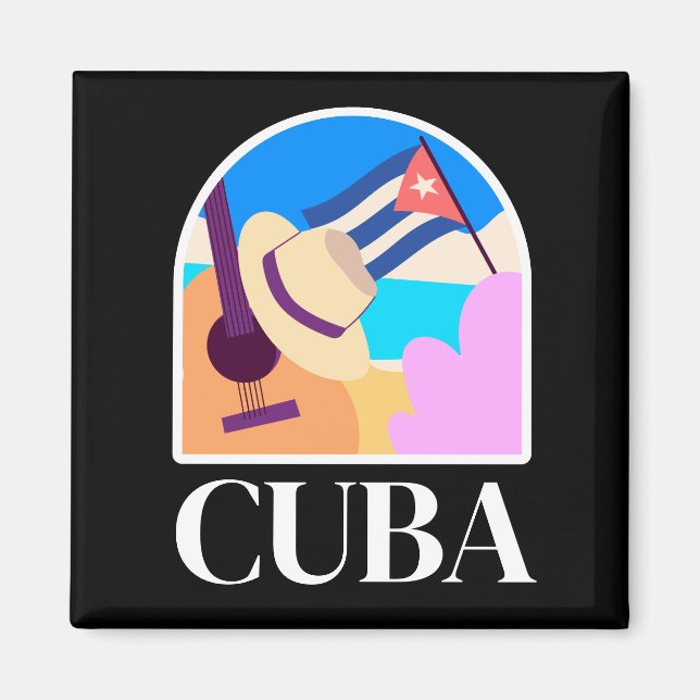 Cuba Flag Salsa Vintage Magnet (Front)