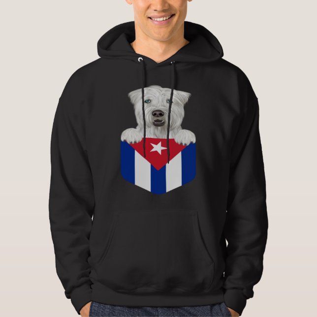Cuba Flag Soft Coated Wheaten Terrier Dog In Pocke Hoodie (Front)