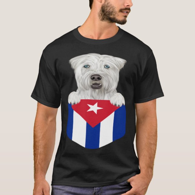 Cuba Flag Soft Coated Wheaten Terrier Dog In Pocke T-Shirt (Front)