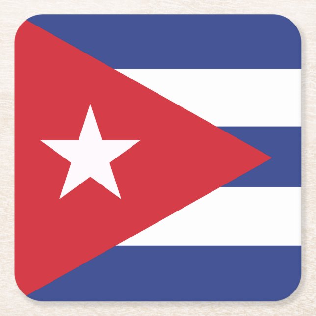 Cuba Flag Square Paper Coaster (Front)