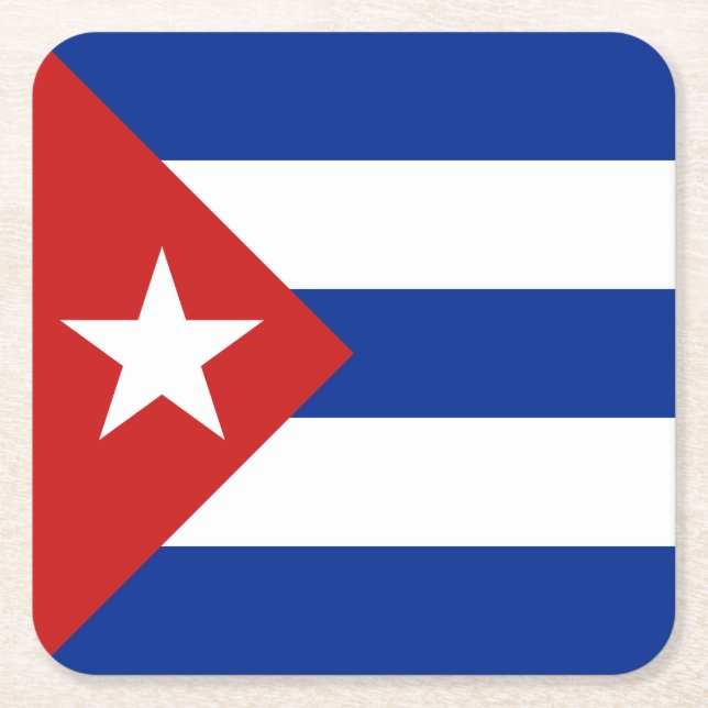Cuba Flag Square Paper Coaster (Front)