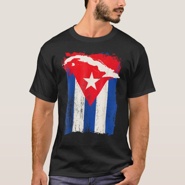 Cuba Flag Support Cuban Country Map Graphic Cuba F T-Shirt (Front)