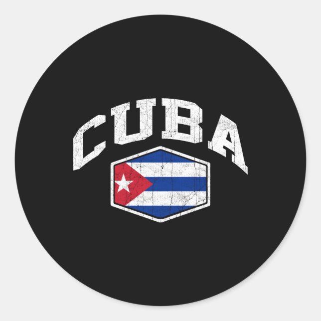 Cuba Flag Throwback Classic Round Sticker (Front)