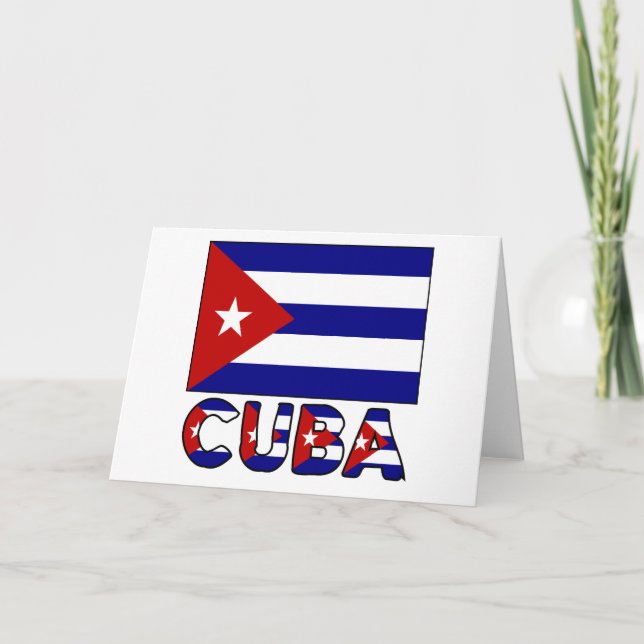 Cuba Flag & Word Dark Card (Front)