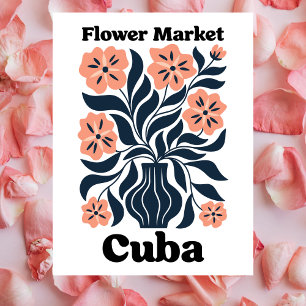Cuba Flower Market Potted Blossom & Dark Foliage Postcard