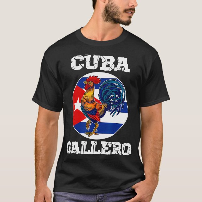 Cuba Gallero Cuban Flag Rooster Cockfighting  T-Shirt (Front)