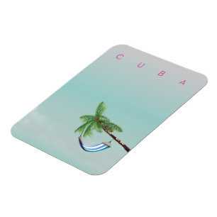 Cuba Hammock Vintage style vacation print. Magnet