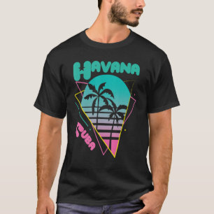 Cuba Havana City Palm Tree Caribbean Cuban Home T-Shirt