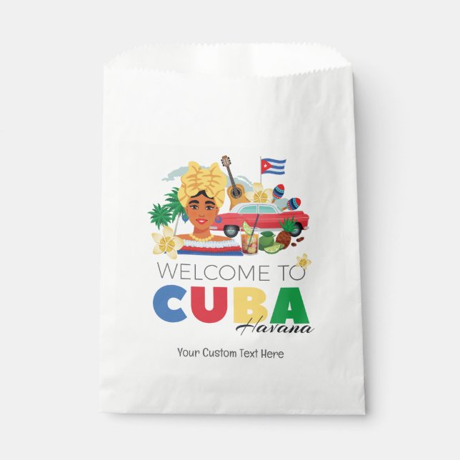 Cuba Havana Custom Text Favour Bag (Front)