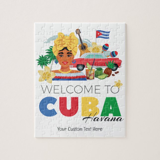 Cuba Havana Custom Text Jigsaw Puzzle (Vertical)