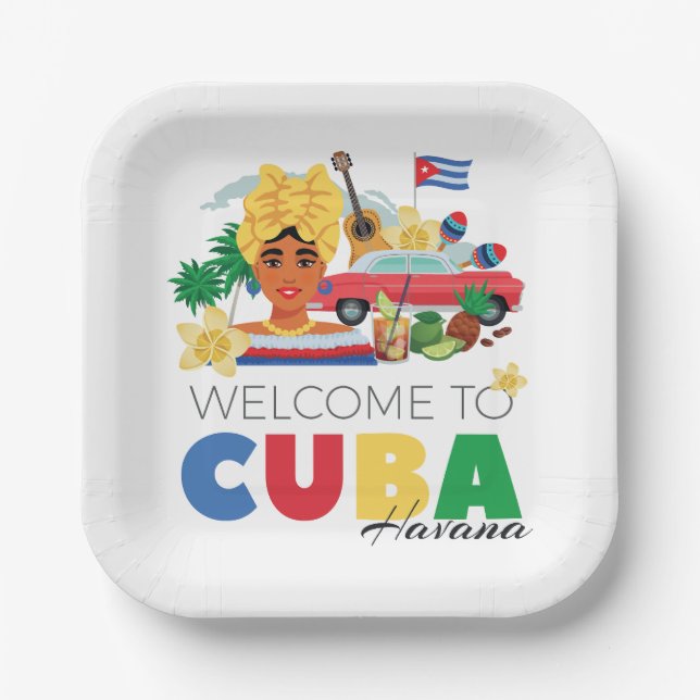 Cuba Havana Paper Plate (Front)