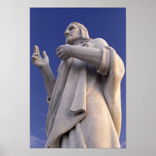 Cuba, Havana, Sculpture of Jesus. Poster